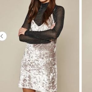 Silver Velvet Shift Cami Dress